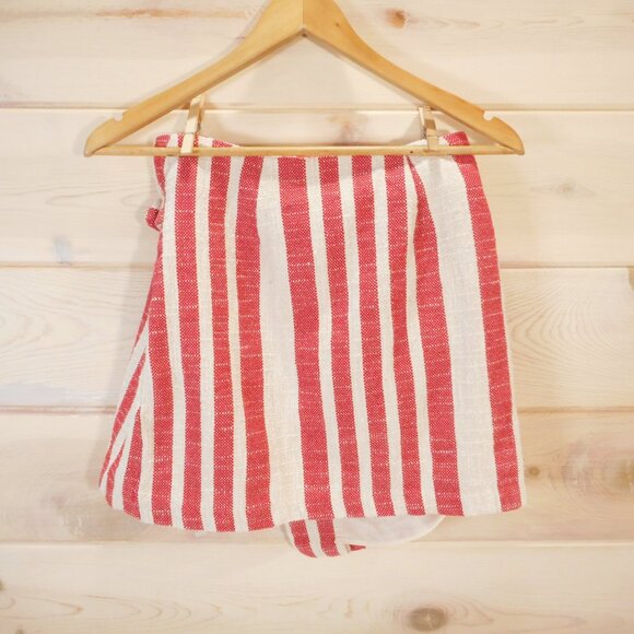 Free People Its A Wrap Skirt S Coastal Striped Lined Beachy Red Cream Peppermint - Picture 3 of 10